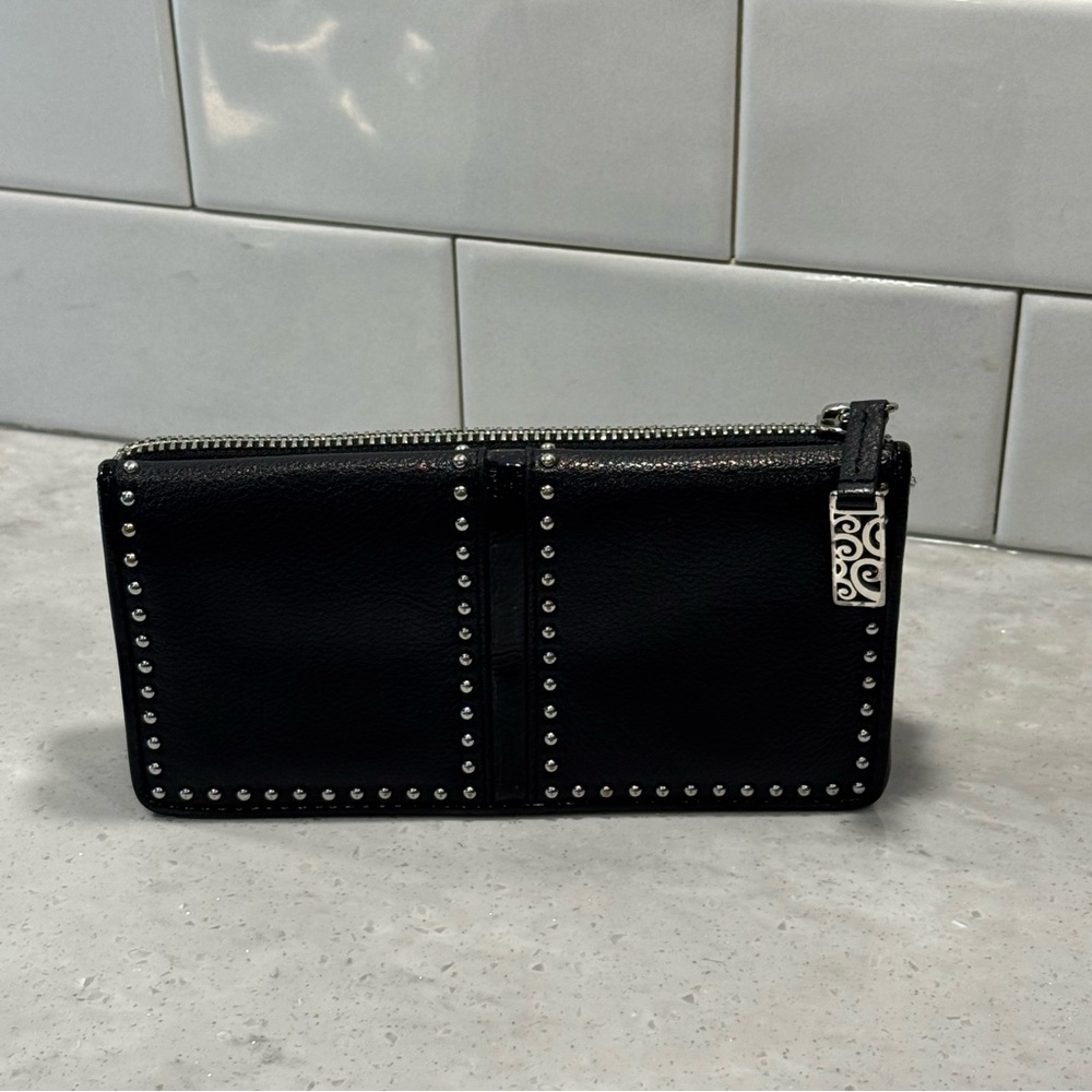 Brighton Pretty Tough Large Black Leather Studded Folio Wallet - Picture 9 of 12